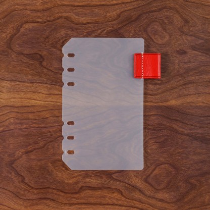 A6 6穴 バインダー用 インデックス 革 ペンホルダー付き