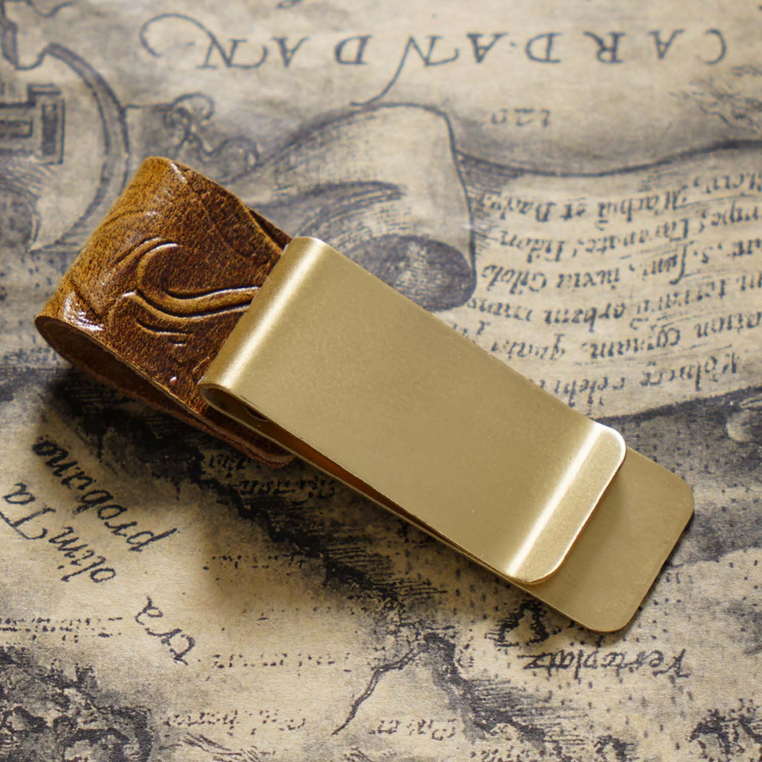 唐草模様 革 手帳 ペンホルダー