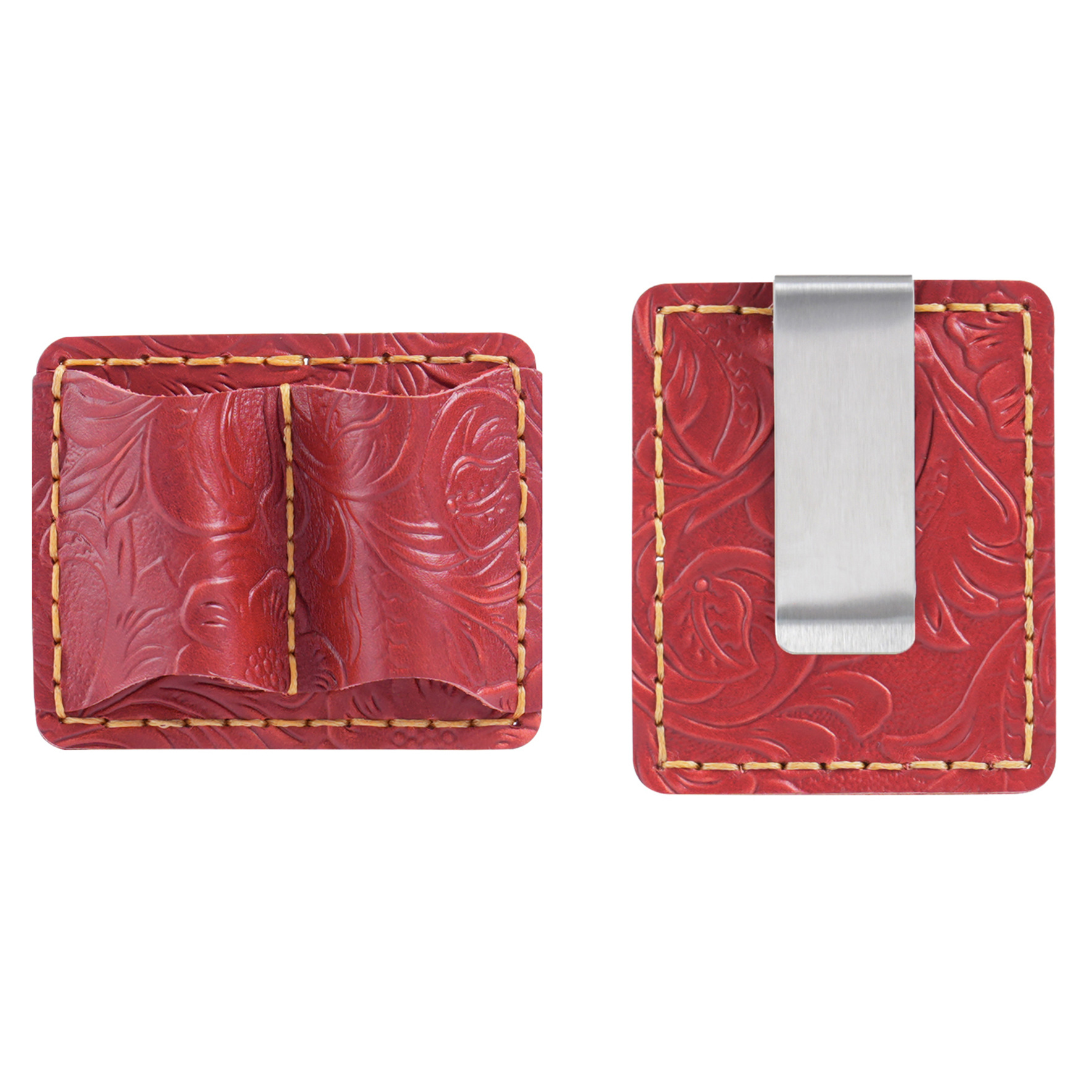 2本差し 唐草模様 革 手帳 ペンホルダー