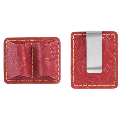 2本差し 唐草模様 革 手帳 ペンホルダー