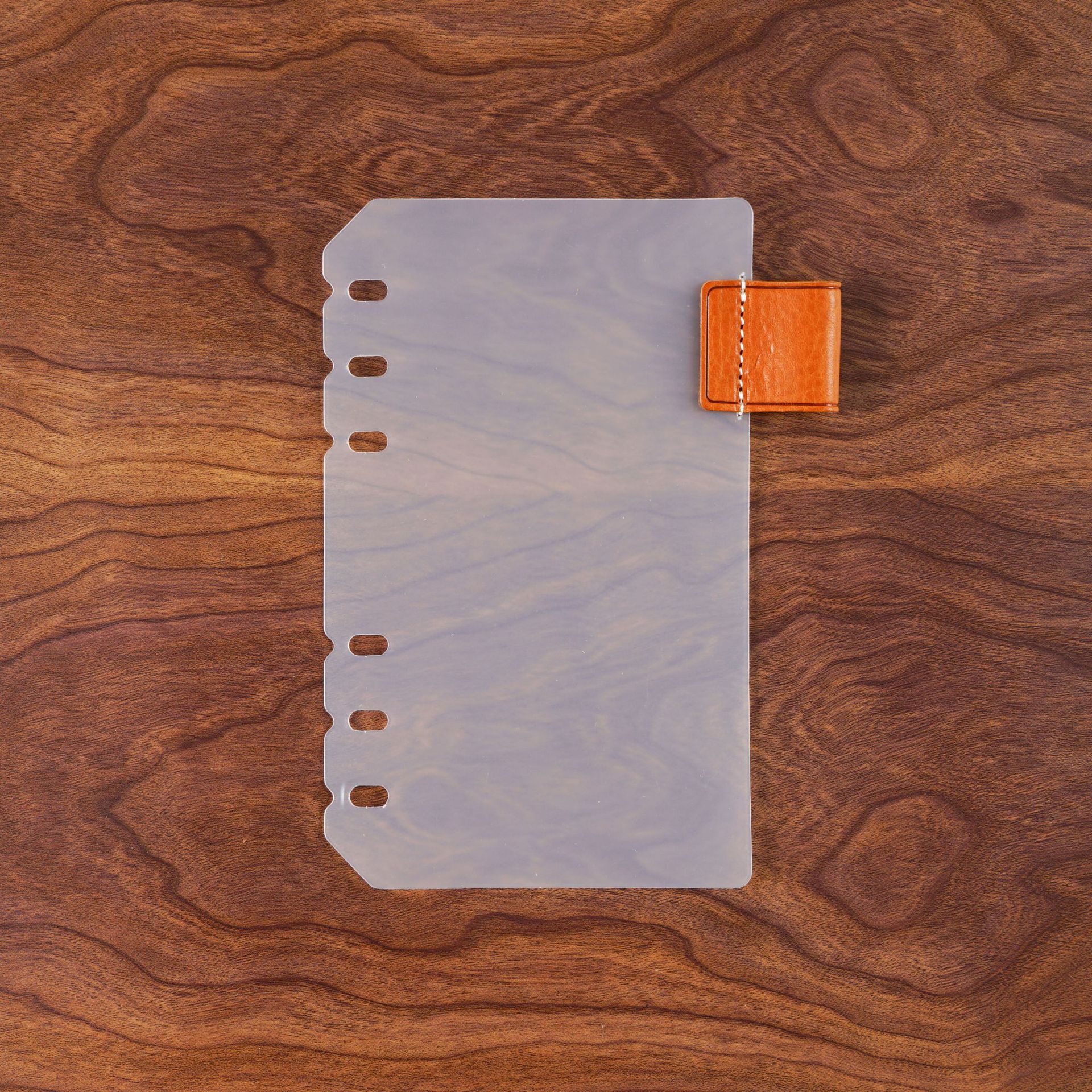 A6 6穴 バインダー用 インデックス 革 ペンホルダー付き