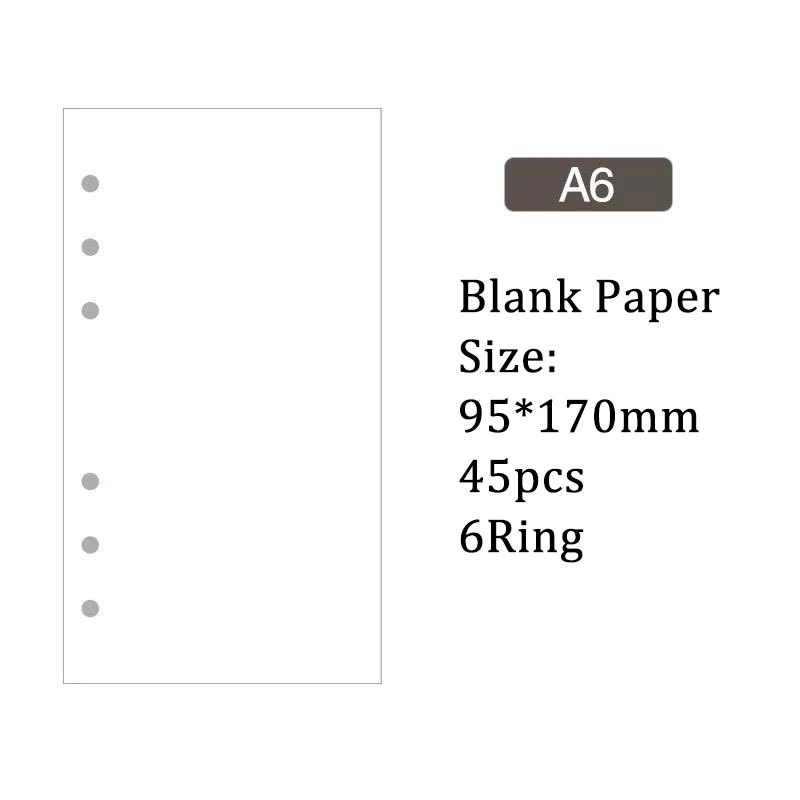 空白 ノート 用紙 6穴 A6 ルーズリーフバインダー対応