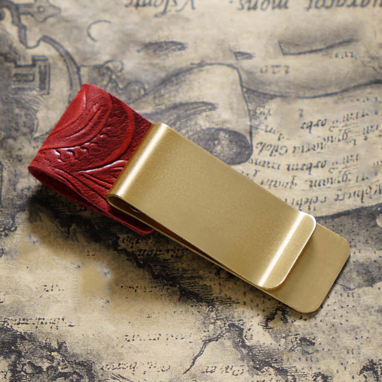 唐草模様 革 手帳 ペンホルダー