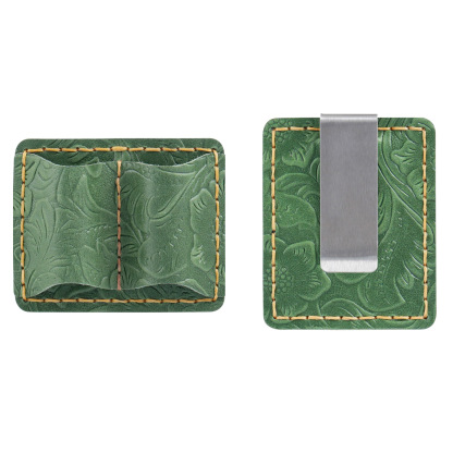 2本差し 唐草模様 革 手帳 ペンホルダー