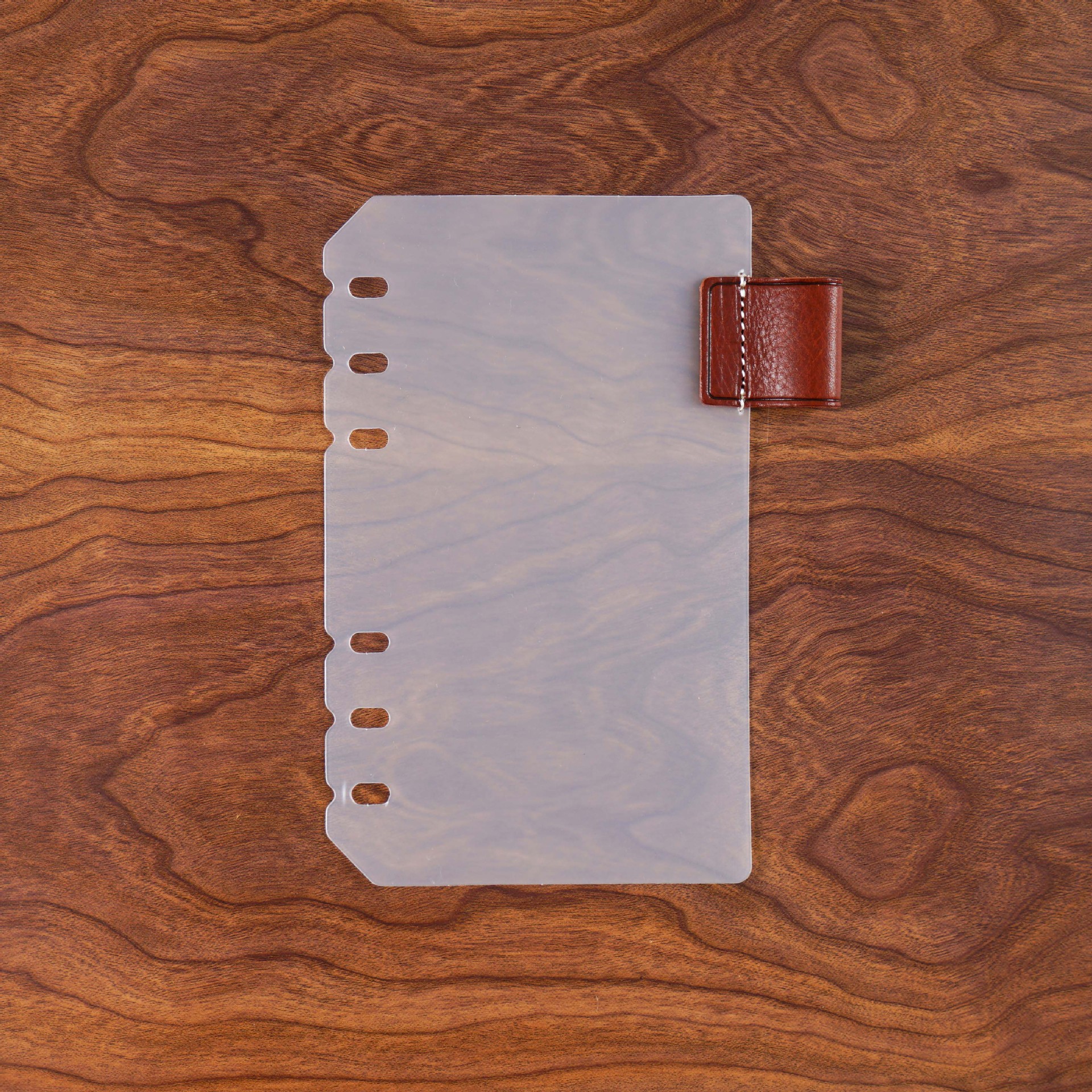 A6 6穴 バインダー用 インデックス 革 ペンホルダー付き