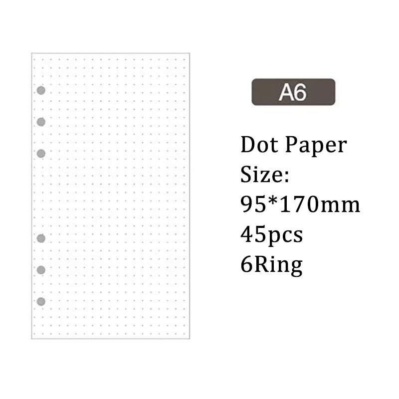 5ミリ ドット ノート 用紙 6穴 A6 ルーズリーフバインダー対応