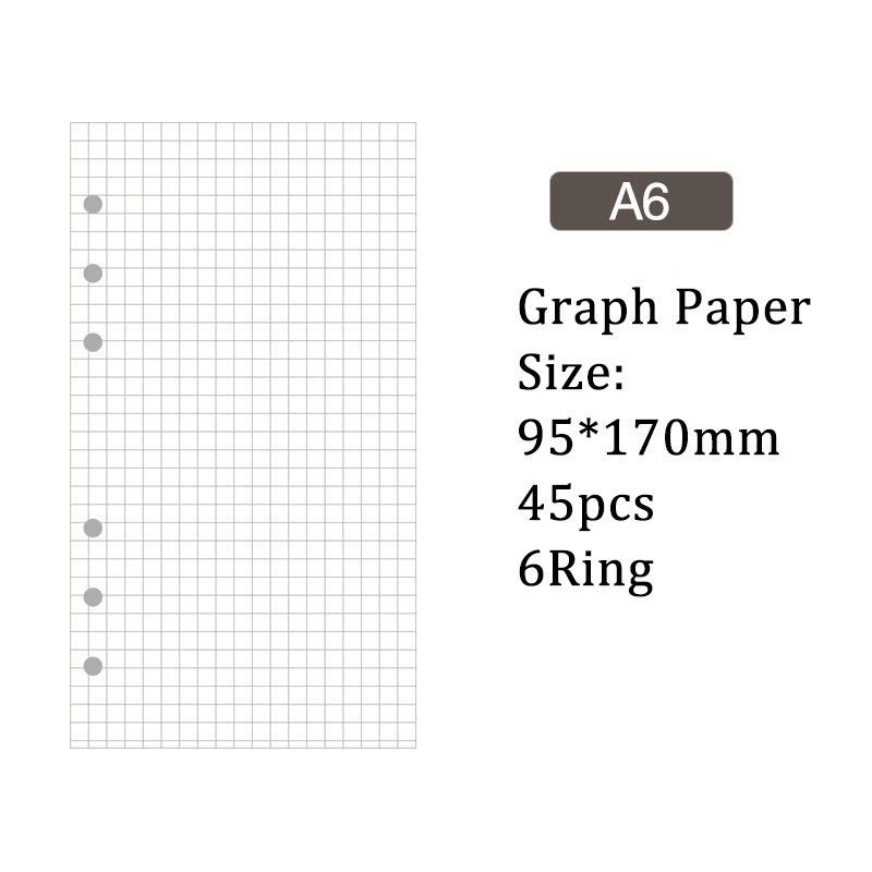 5ミリ 方眼 ノート 用紙 6穴 A6 Personal ルーズリーフバインダー対応