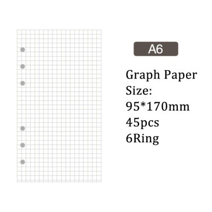 5ミリ 方眼 ノート 用紙 6穴 A6 Personal ルーズリーフバインダー対応