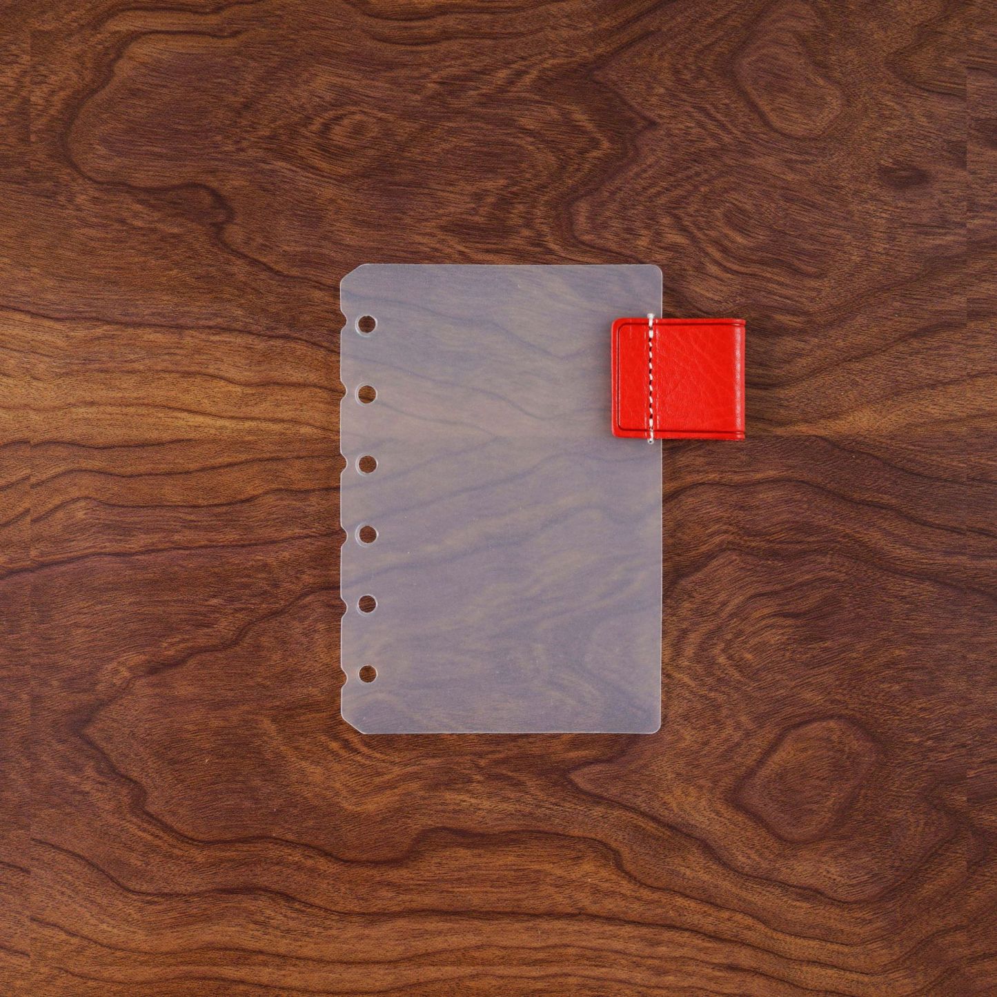 A7 6穴 バインダー用 インデックス 革 ペンホルダー付き