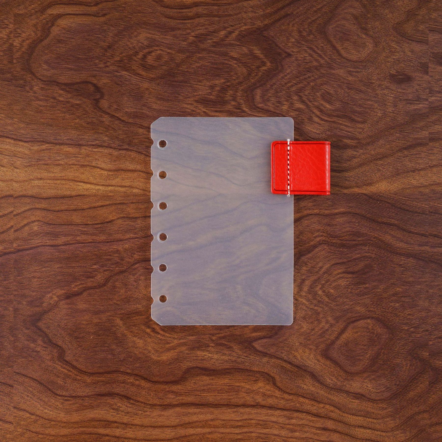 A7 6穴 バインダー用 インデックス 革 ペンホルダー付き