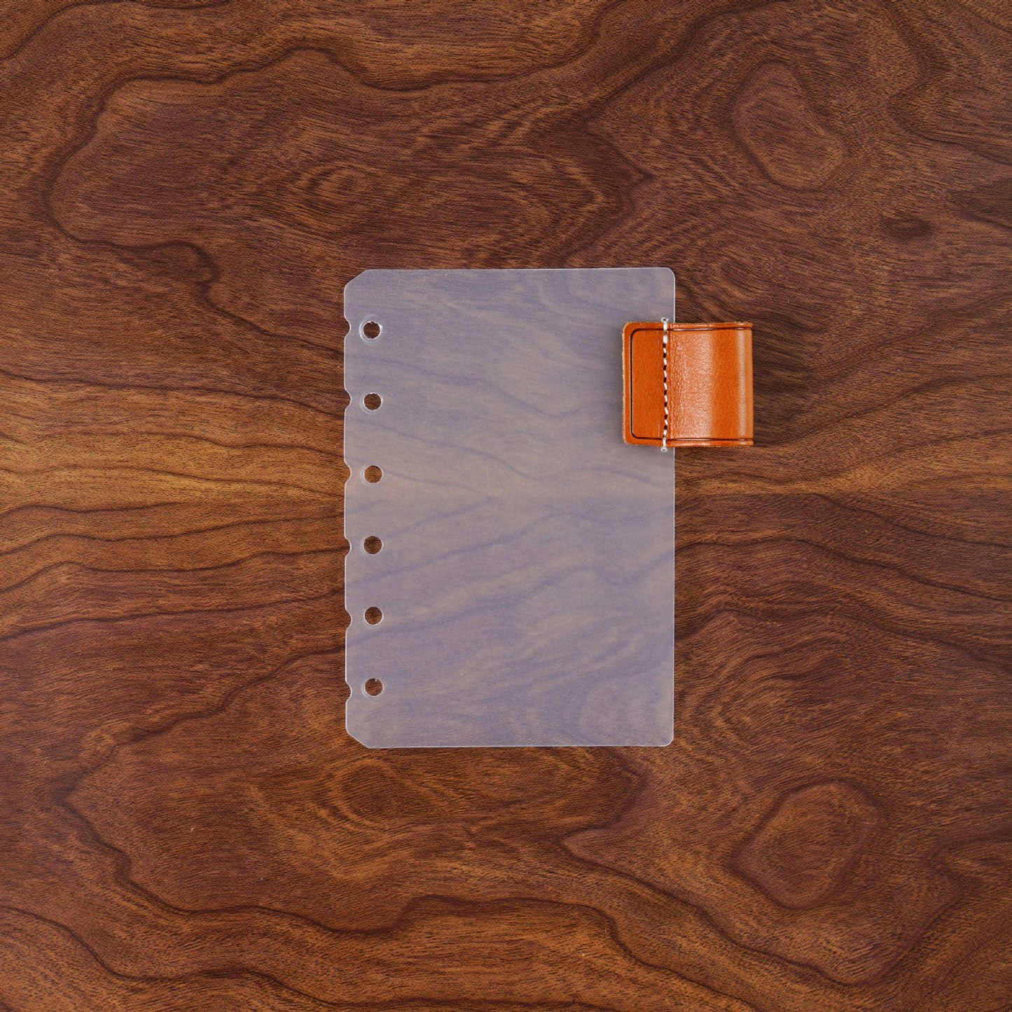 A7 6穴 バインダー用 インデックス 革 ペンホルダー付き