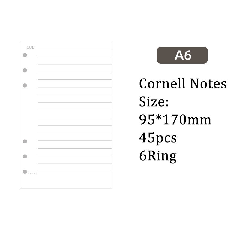 コーネル式 ノート 用紙 6穴 A6 ルーズリーフバインダー対応