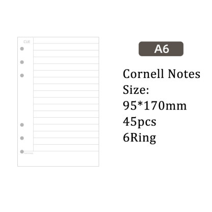 コーネル式 ノート 用紙 6穴 A6 ルーズリーフバインダー対応