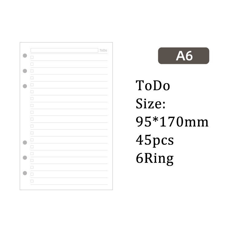 ToDo リスト ノート 用紙 6穴 A6 ルーズリーフバインダー対応