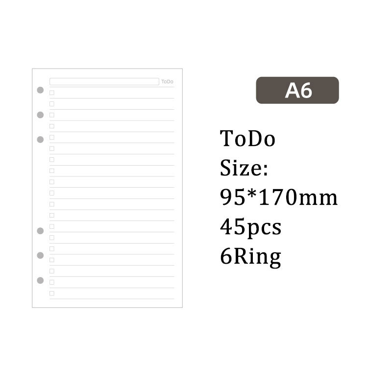ToDo リスト ノート 用紙 6穴 A6 ルーズリーフバインダー対応