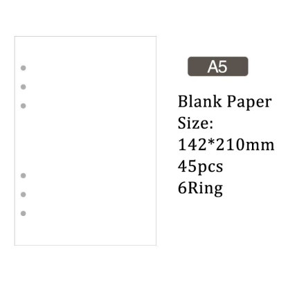 空白 ノート 用紙 6穴 A5 ルーズリーフバインダー対応