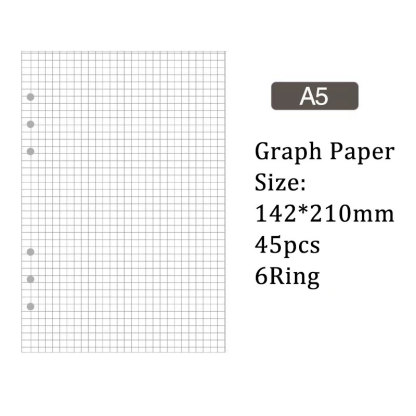 5ミリ 方眼 ノート 用紙 6穴 A5 ルーズリーフバインダー対応