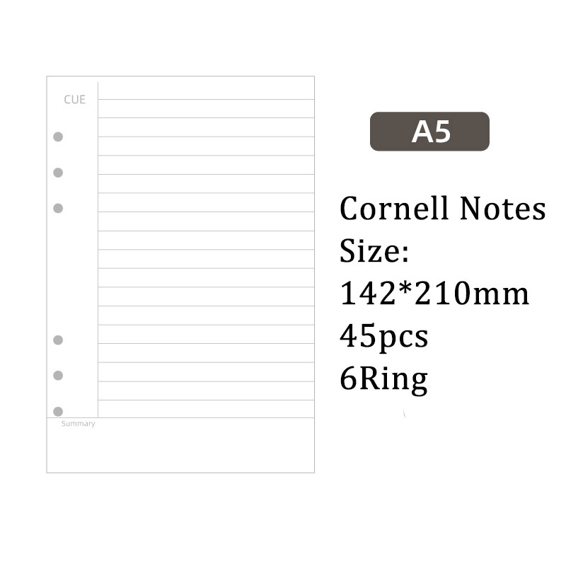 コーネル式 ノート 用紙 6穴 A5 ルーズリーフバインダー対応