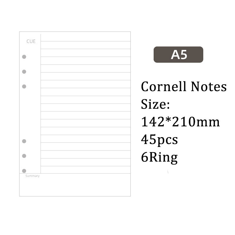 コーネル式 ノート 用紙 6穴 A5 ルーズリーフバインダー対応