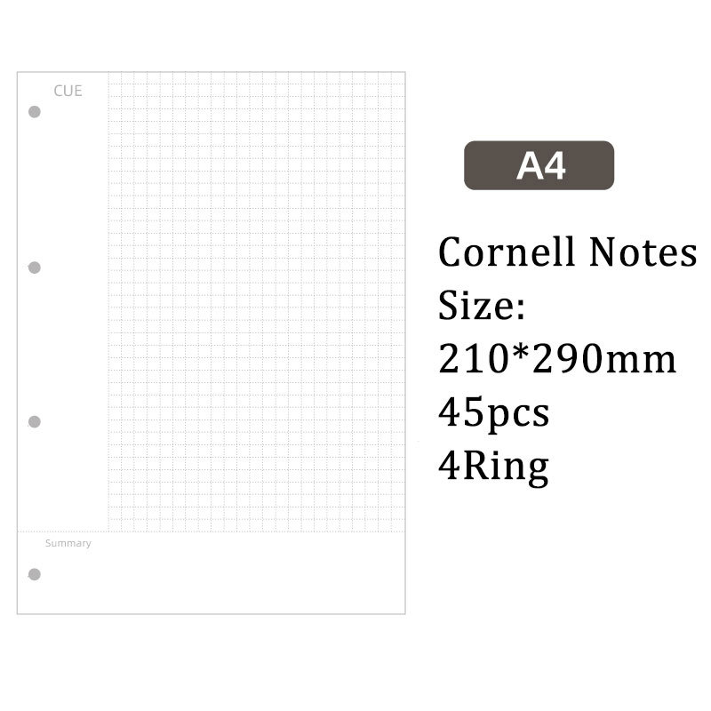 コーネル式 ノート 用紙 4穴 A4 ルーズリーフバインダー対応