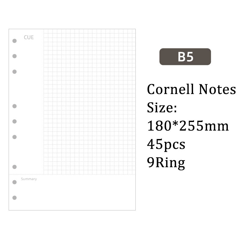 コーネル式 ノート 用紙 9穴 B5 ルーズリーフバインダー対応