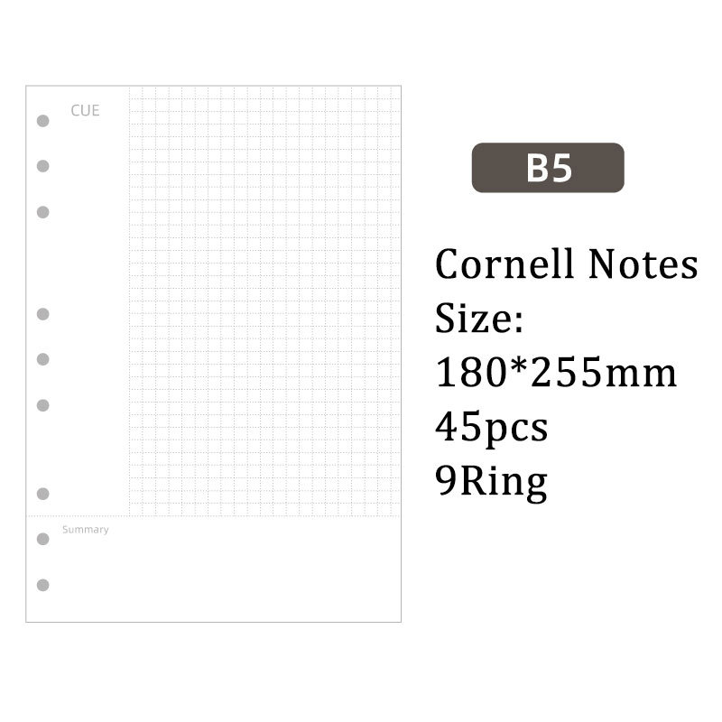 コーネル式 ノート 用紙 9穴 B5 ルーズリーフバインダー対応