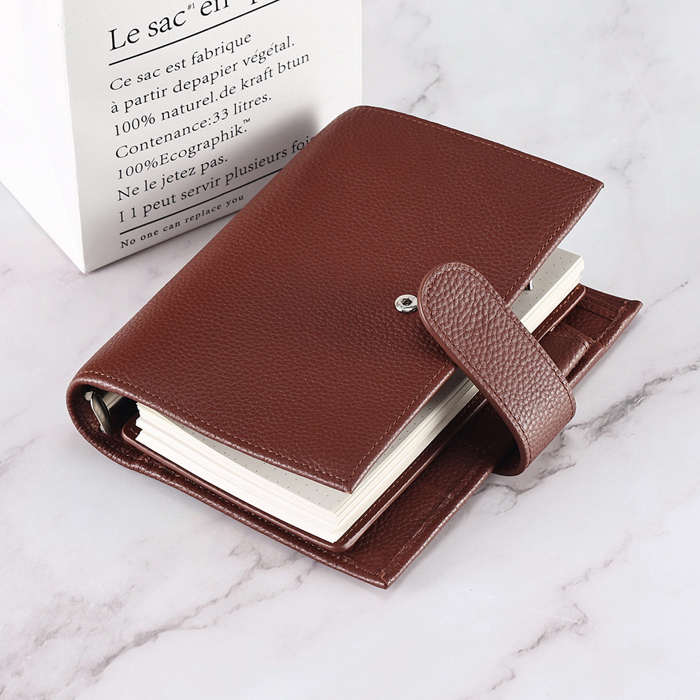 A6 Personal 財布式 6穴 バインダー 大容量収納 革カバー ノート