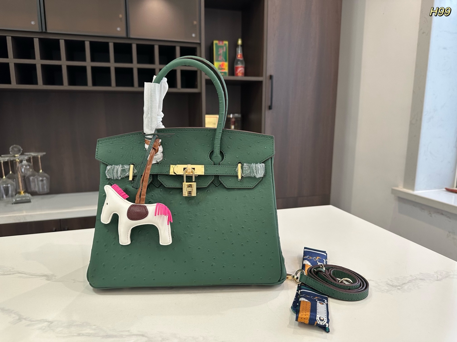 エルメス「Hermès」Birkin オーストリッチレザー ショルダーバッグ