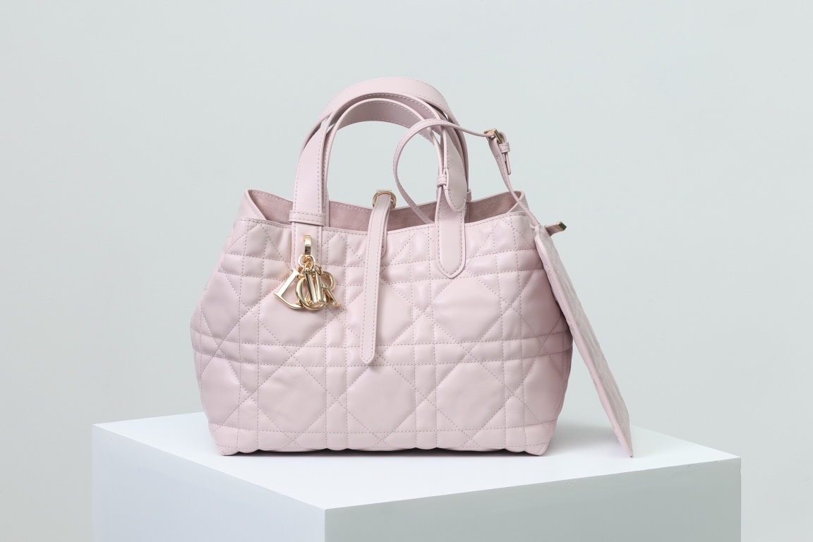 ディオール「Dior」Toujours ハンドバッグ センター（ラベンダーピンク カーフレザー）