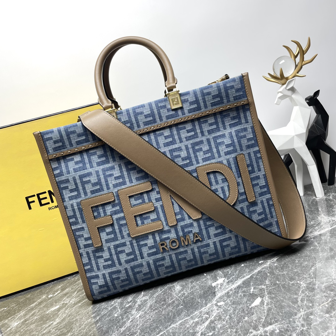 フェンディ「Fendi」Sunshine ミディアム レザー トートバッグ