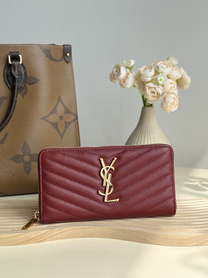 モノグラム・サンローラン「Saint Laurent」フルジップウォレット（グレインパウダーテクスチャー キルティングレザー）-ISETAN PRESTIGE CURATED