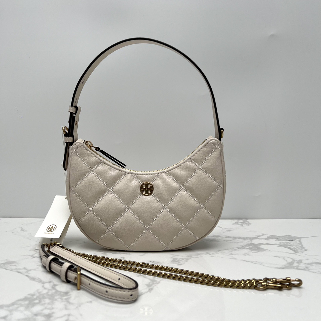 トリー バーチ「Tory Burch」ウィラ ハーフムーン アンダーアームバッグ チェーンショルダー/ハンドバッグ