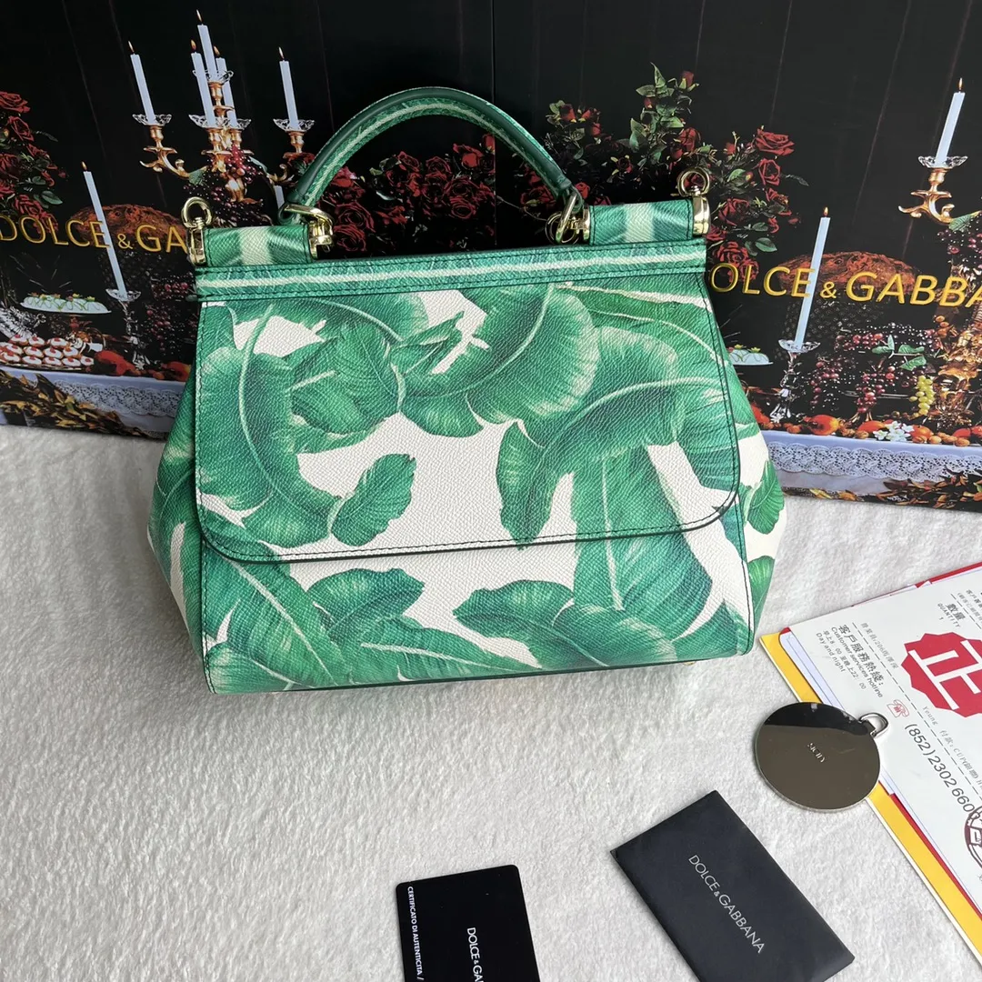 ドルチェ・アンド・ガッバーナ「D&G」フラワー プリント レザートップハンドルバッグ