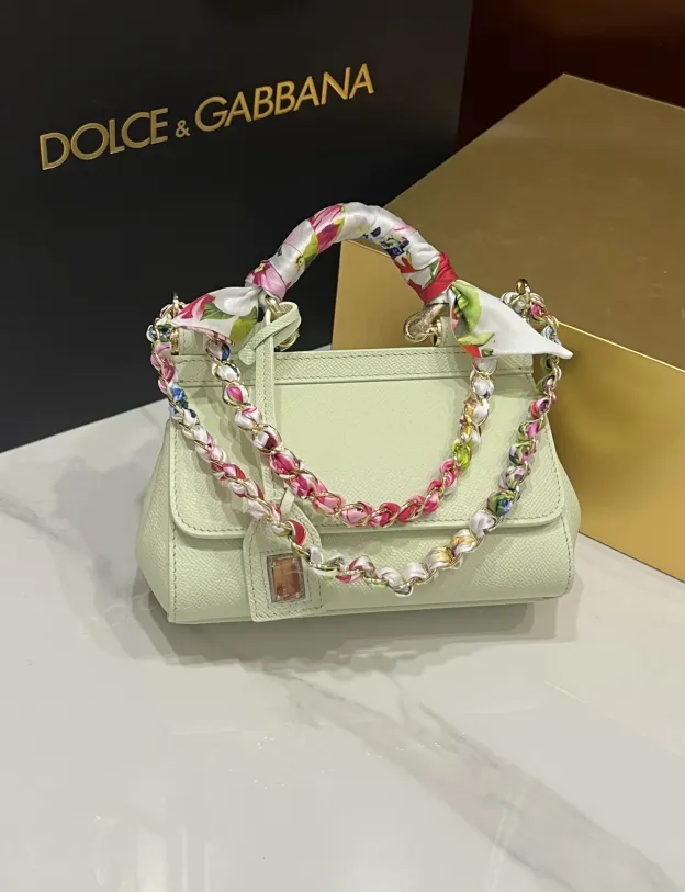 ドルチェ・アンド・ガッバーナ「D&G」シシリーミニ レザートップハンドルバッグ