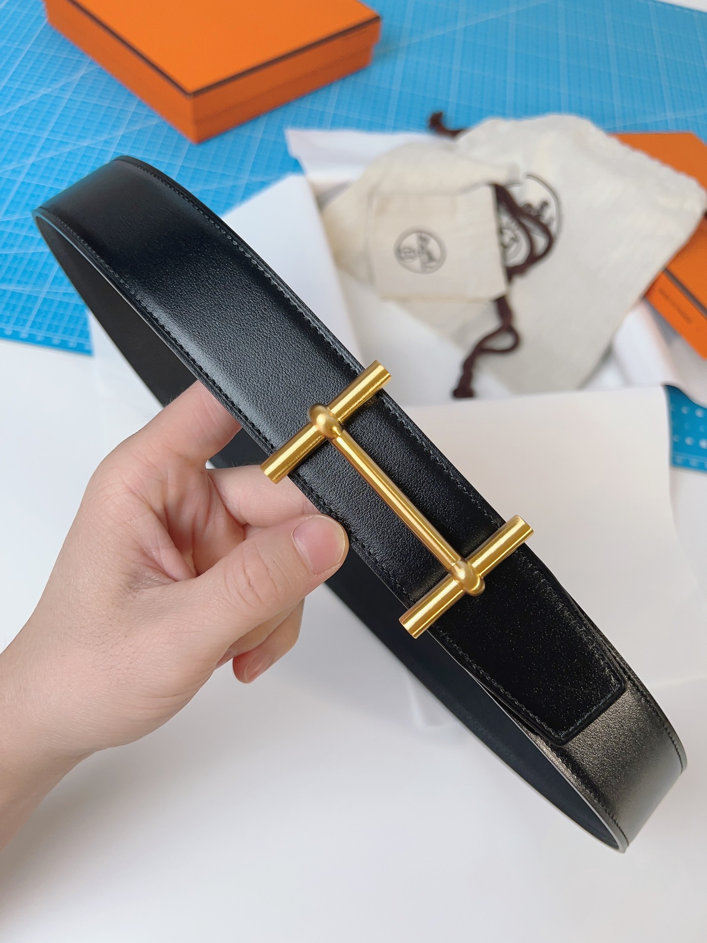 エルメス「Hermès」 ダブルフェイス トゴ革 ベルト100MM