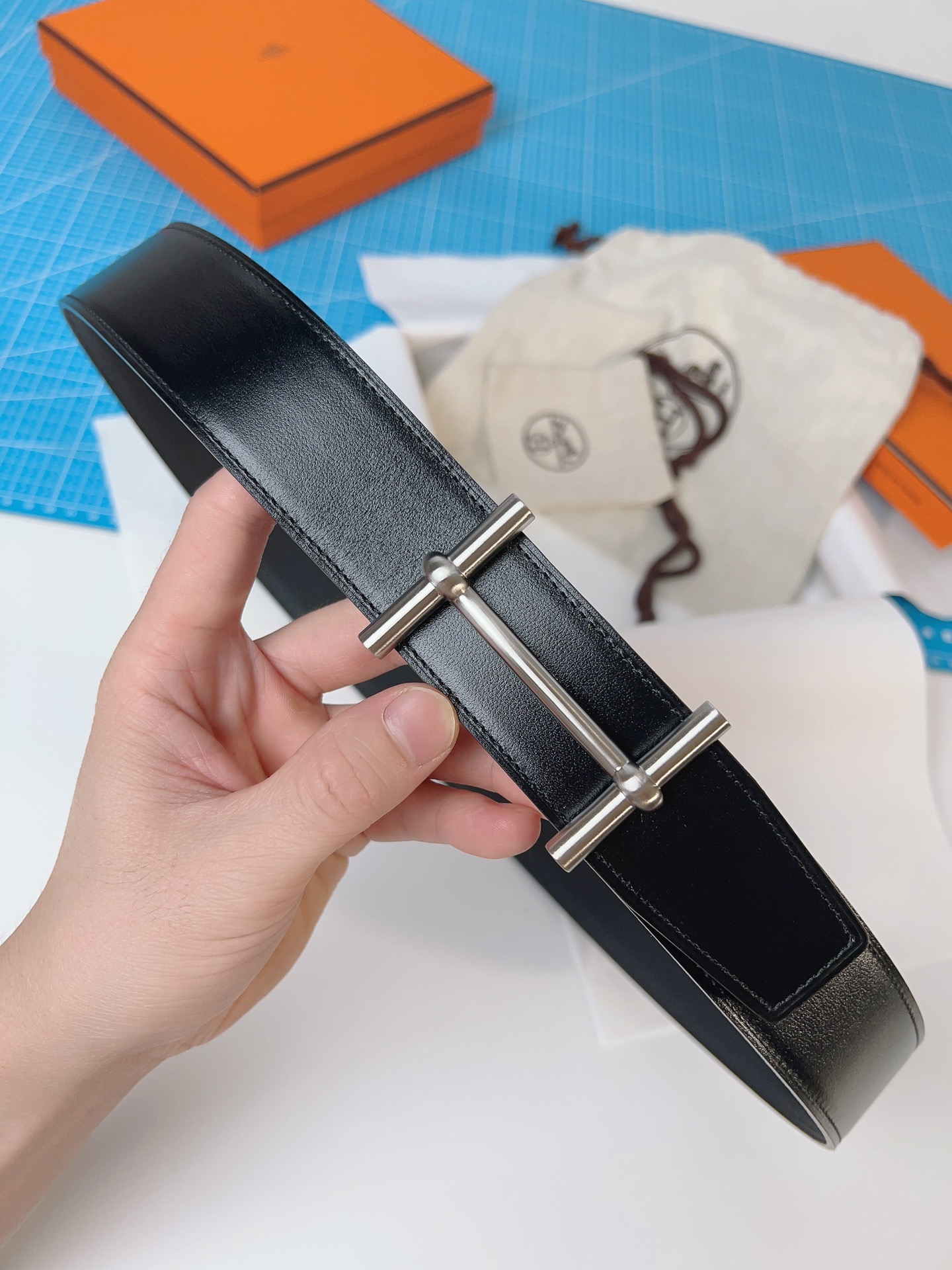 エルメス「Hermès」 ダブルフェイス トゴ革 ベルト100MM