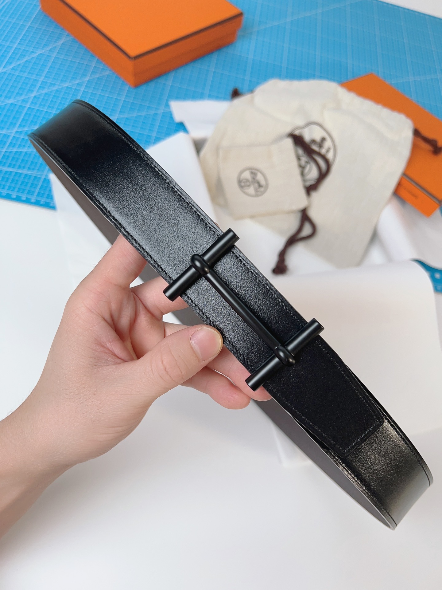 エルメス「Hermès」 ダブルフェイス トゴ革 ベルト100MM