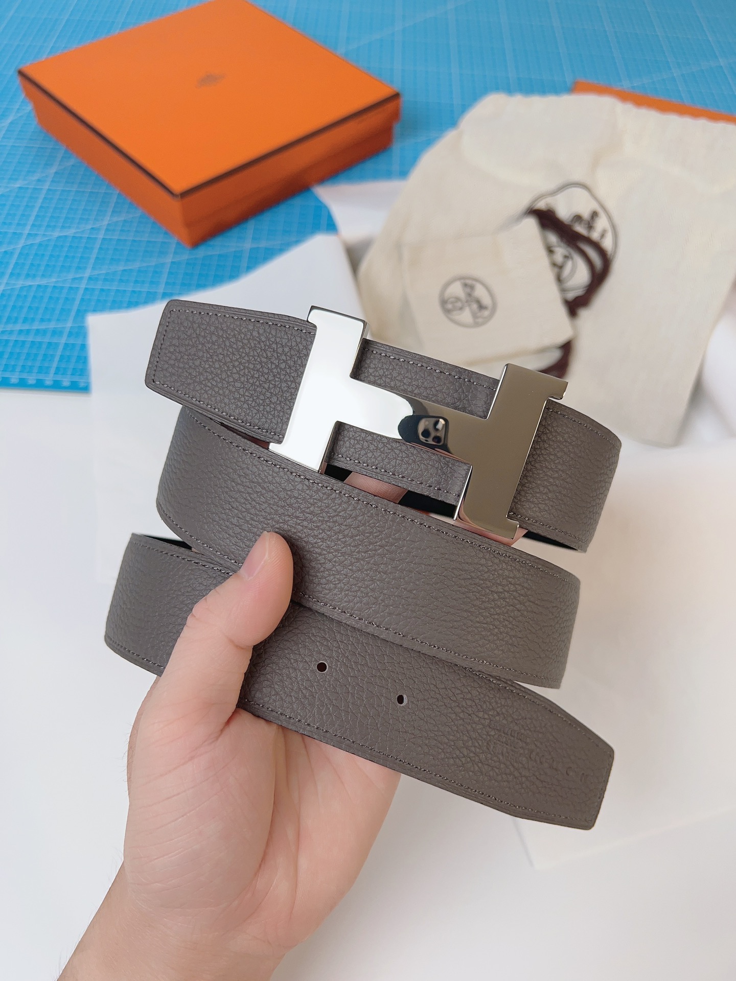 エルメス「Hermès」 ダブルフェイス トゴ革 ベルト100MM