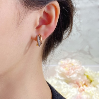 カルティエ「Cartier」トリプルリング ダイヤモンド イヤリング