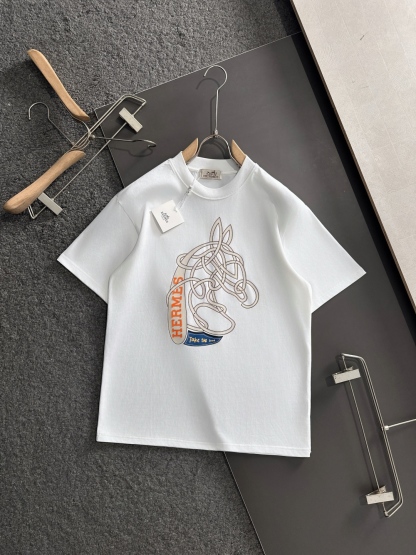 エルメス「Hermès」2025 サマーコレクション メンズ ダブルガーゼコットンTシャツ‌