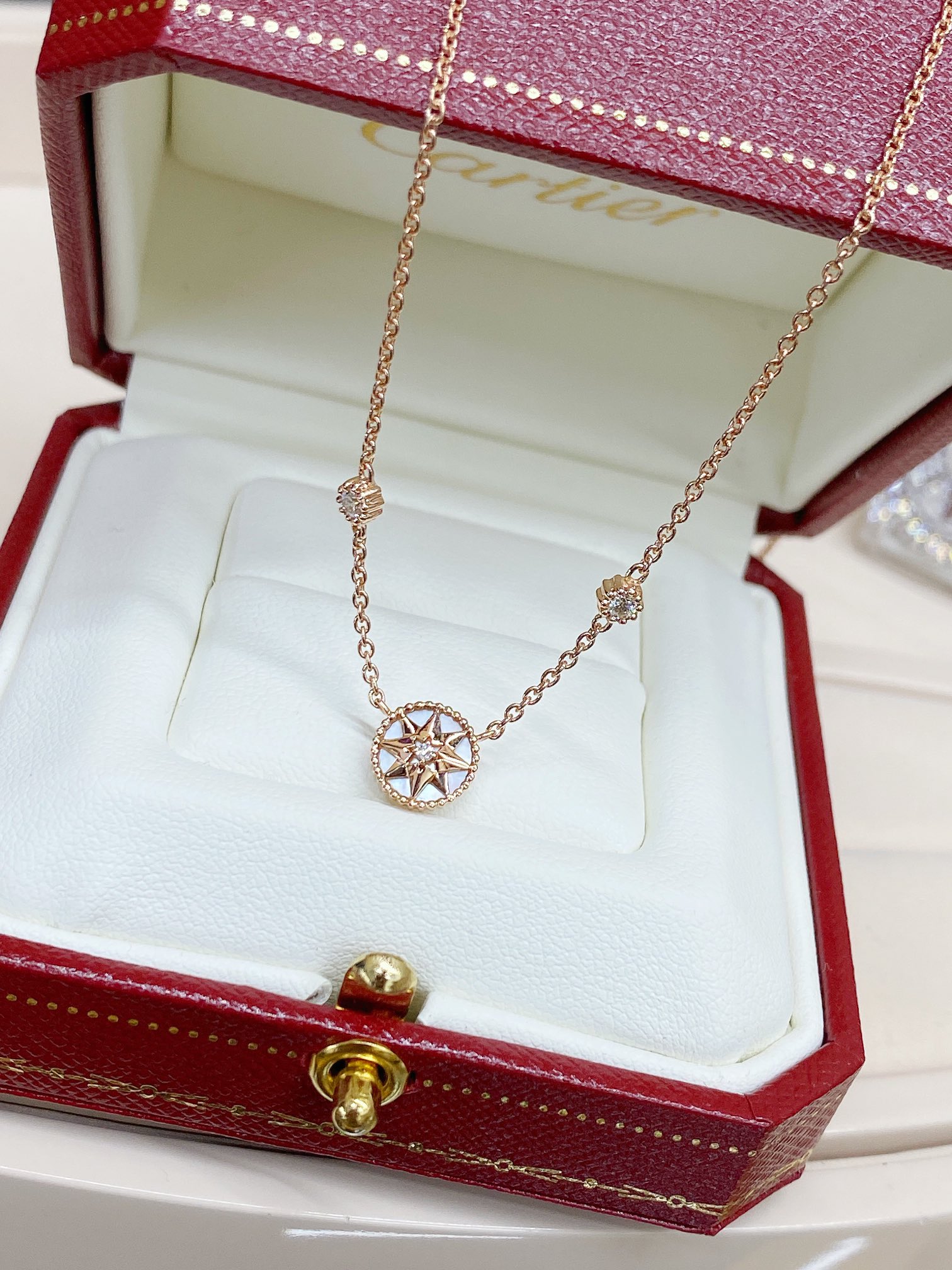 ディオール「Dior」 ROSE DIOR BAGATELLE ハートネックレス40CM