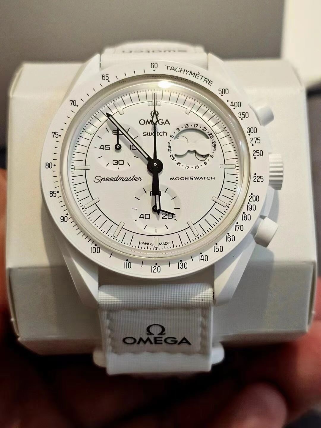 スウォッチ「Swatch」x オメガ「Omega」ミッション・トゥ・ザ・ムーンフェイズ バイオセラミック 腕時計42MM
