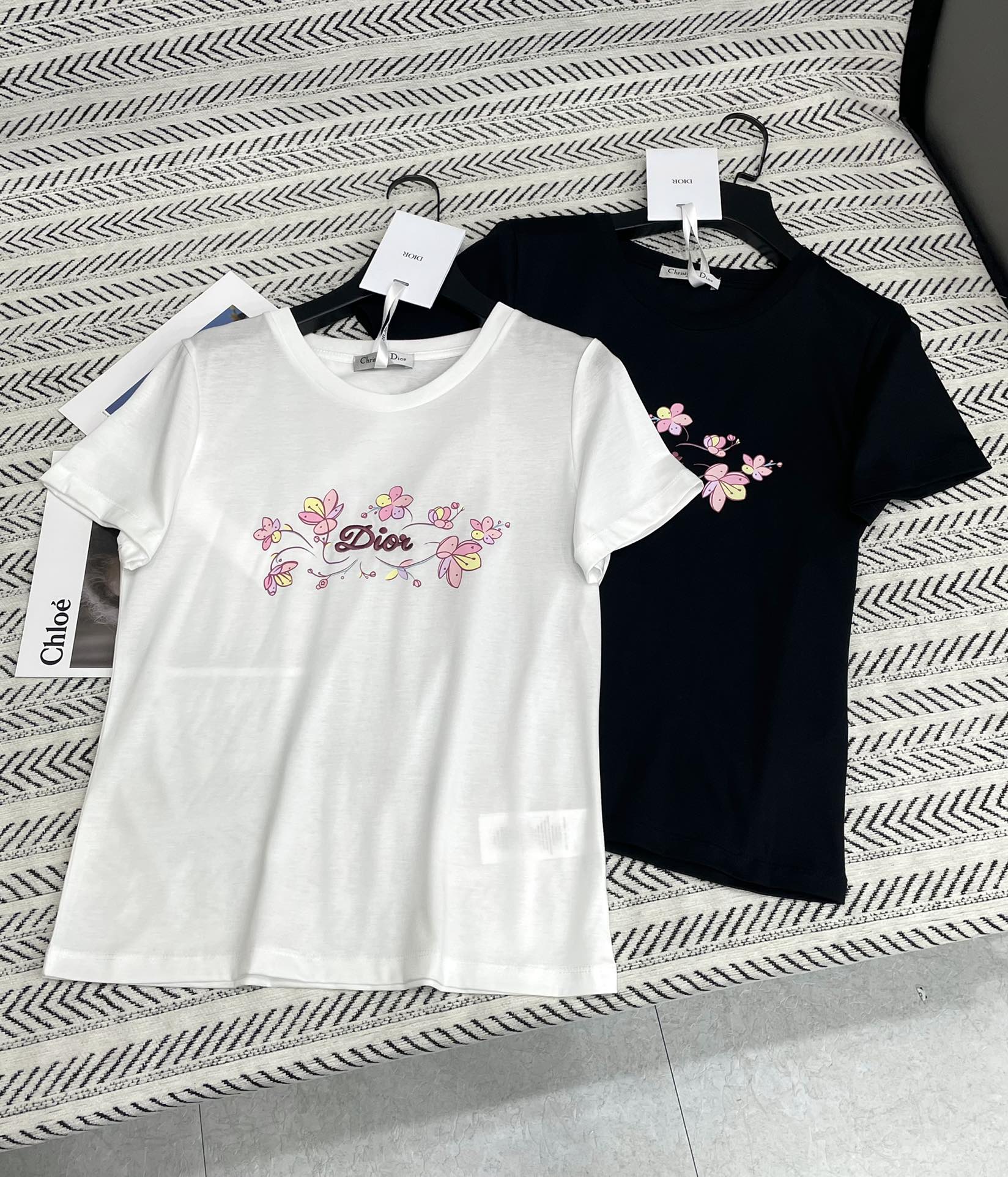 ディオール「Dior」25SS ハート＆バタフライ モノグラム プリントTシャツ