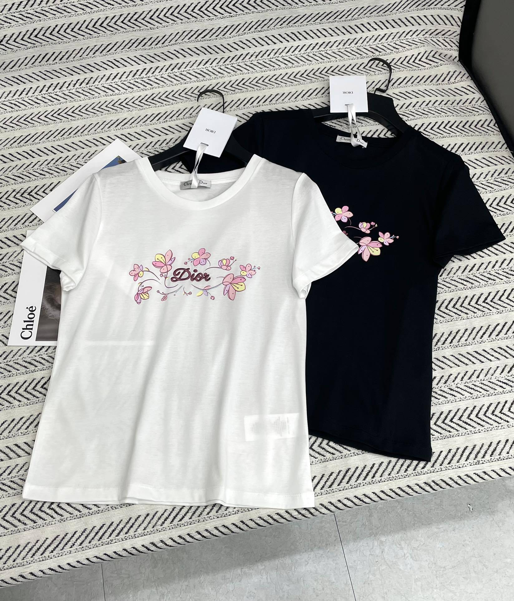 ディオール「Dior」25SS ハート＆バタフライ モノグラム プリントTシャツ