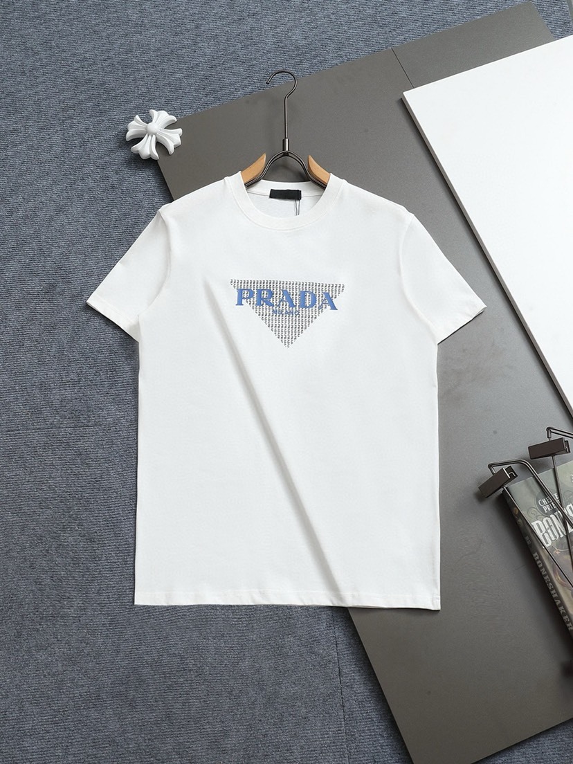 プラダ「Prada」2025SS メンズ クラシックロゴ クルーネックTシャツ