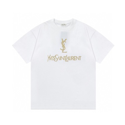 サンローラン「Saint Laurent」ヴィンテージインスパイアード ゴールドプリントTシャツ