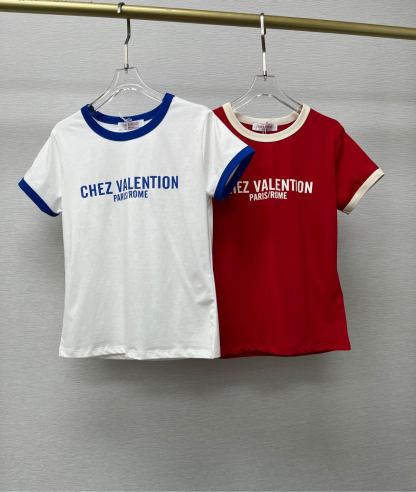 ヴァレンティノ「Valentino」2025新品トップスラウンドネックプリントアルファベットTeeカスタム半袖
