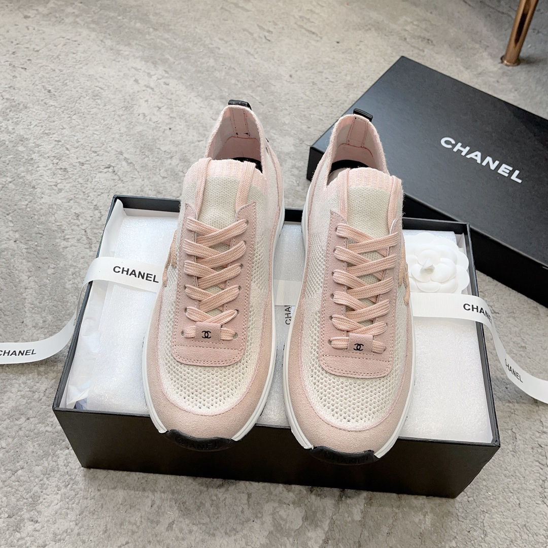 シャネル「Chanel」23B メッシュスニーカー レザートリム