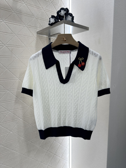 ヴァレンティノ「Valentino」チェリーニット開襟半袖