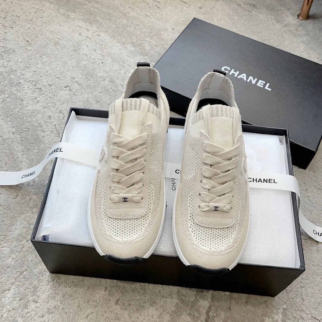 シャネル「Chanel」23B メッシュスニーカー レザートリム